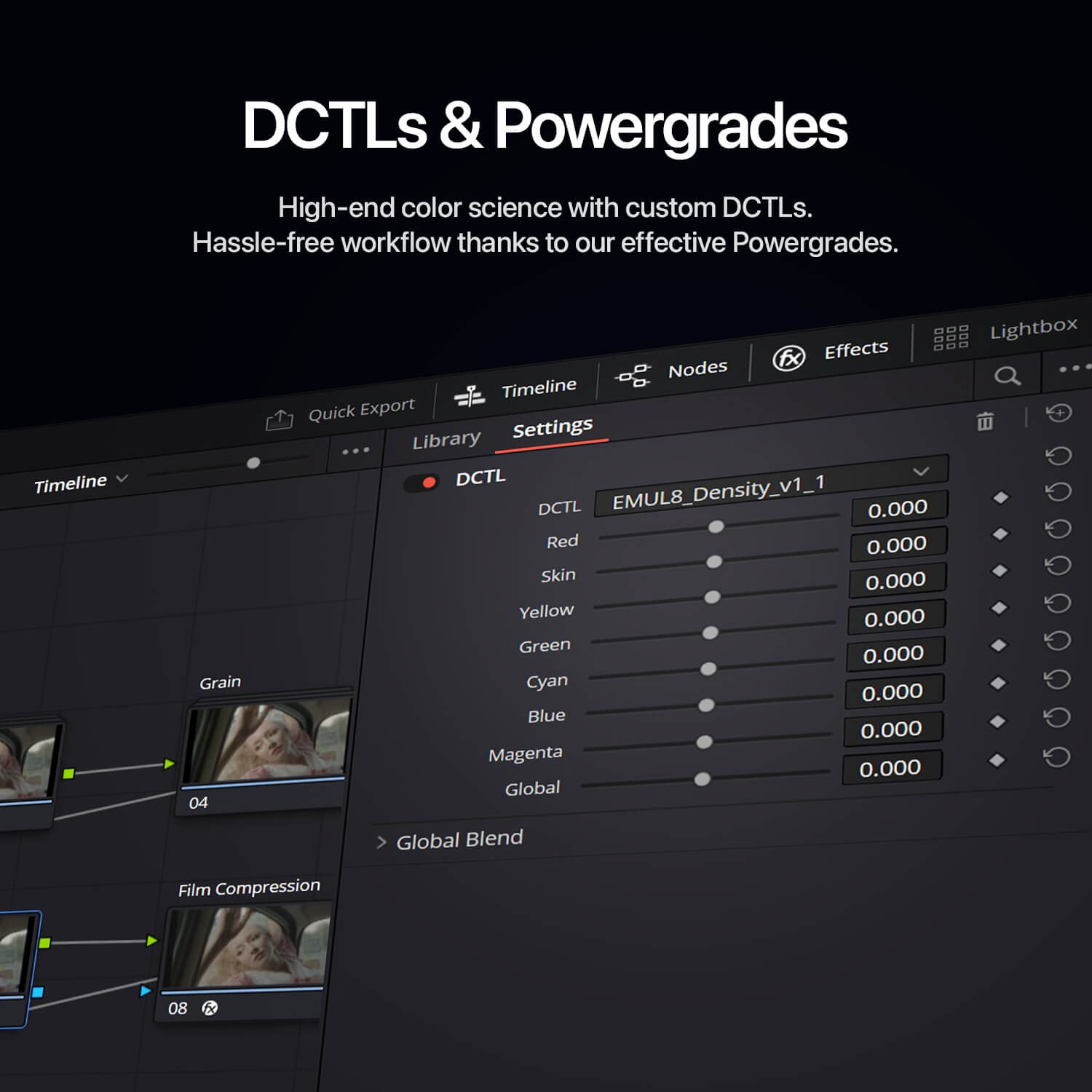EMUL8 DaVinci Resolve node setup for film emulation
