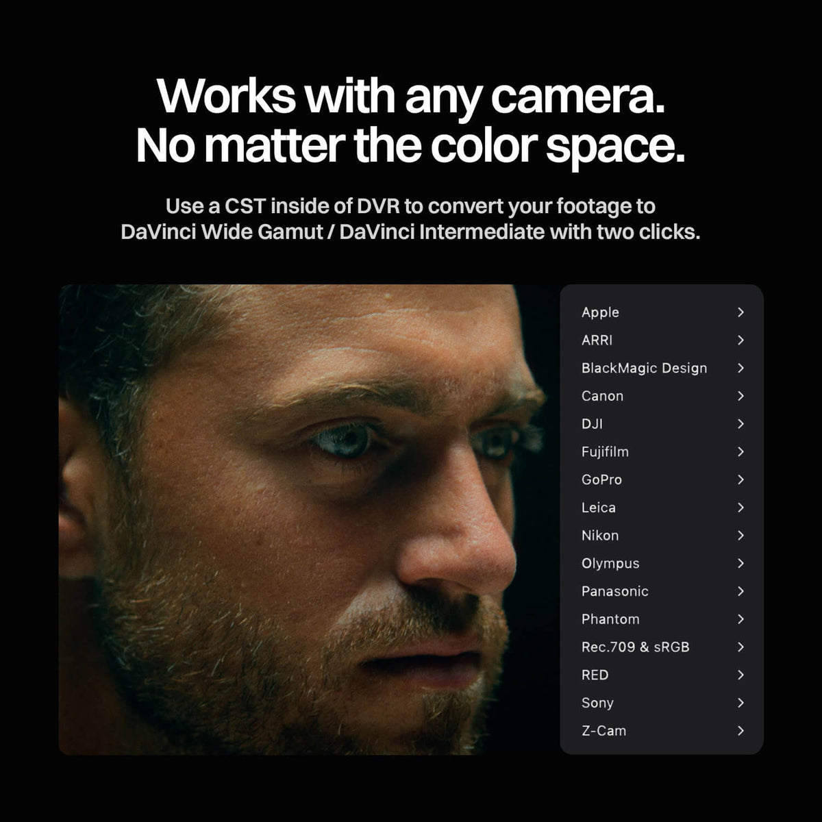 EMUL8 Film Emulation for DaVinci Resolve works with any camera, convert via CST to DaVinci Wide Gamut and DaVinci Intermediate