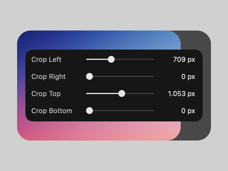 Better Round CornersのCrop Left、Right、Top、Bottom。Final Cut Proで、クロップしたクリップも角丸を維持
