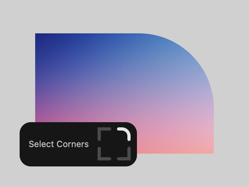 Better Round CornersのSelect Corners。クリップの右上の角だけを丸くした例